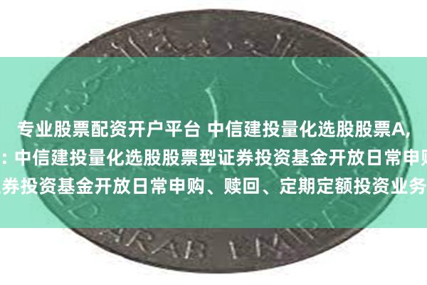 专业股票配资开户平台 中信建投量化选股股票A,中信建投量化选股股票C: 中信建投量化选股股票型证券投资基金开放日常申购、赎回、定期定额投资业务公告