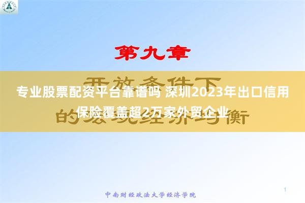 专业股票配资平台靠谱吗 深圳2023年出口信用保险覆盖超2万家外贸企业