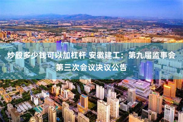 炒股多少钱可以加杠杆 安徽建工：第九届监事会第三次会议决议公告