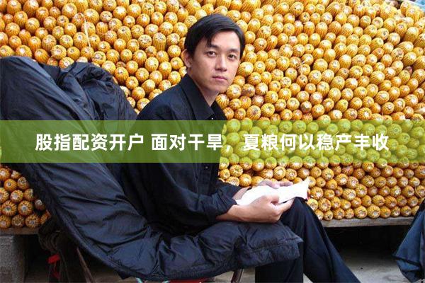 股指配资开户 面对干旱，夏粮何以稳产丰收