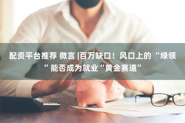 配资平台推荐 微言 |百万缺口！风口上的 “绿领”能否成为就业“黄金赛道”